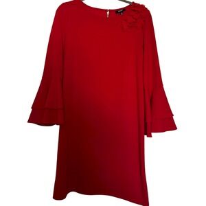 MSK Women's Size Medium Red Bell Sleeve Dress‎ Flowy Party Holiday Evening